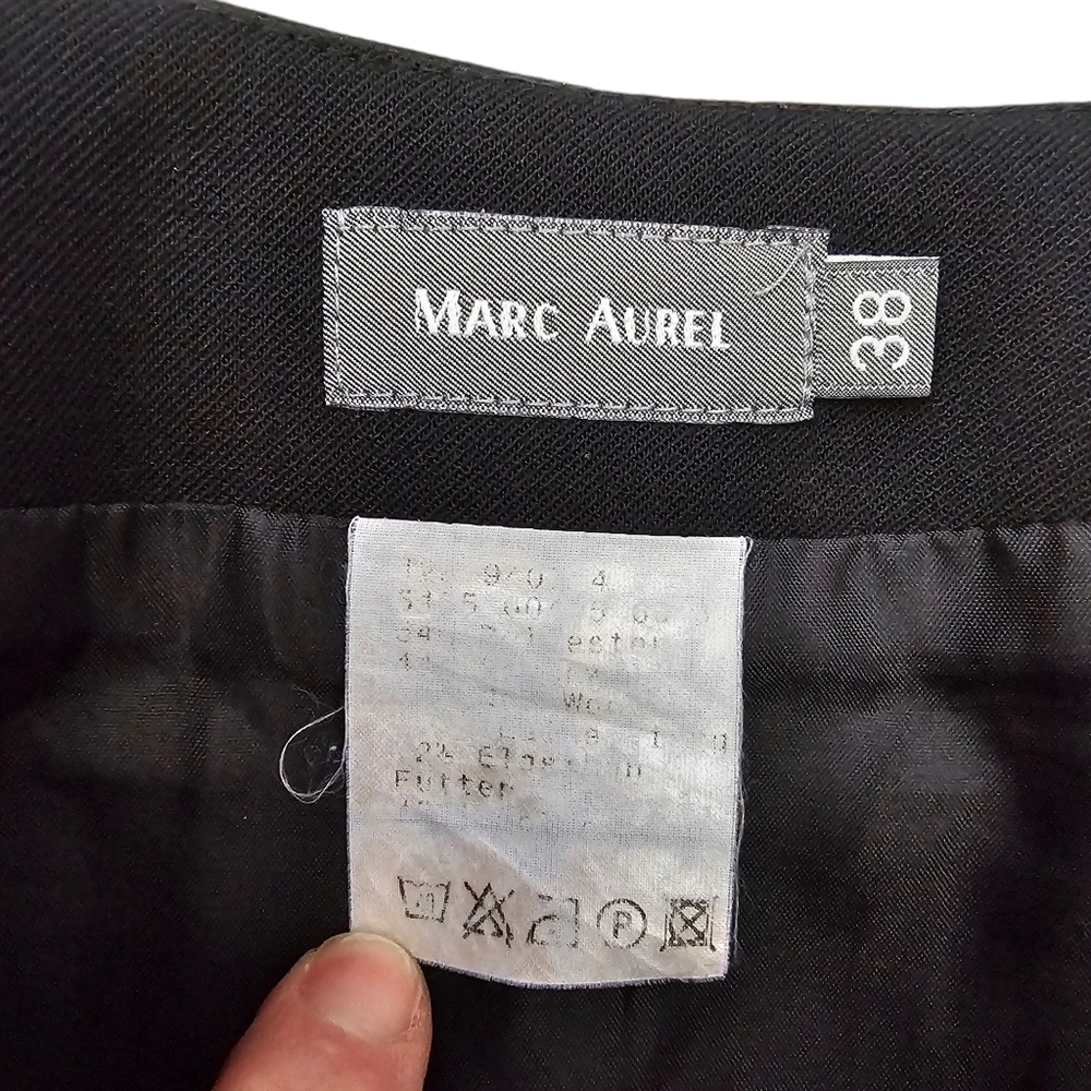 Marc Aurel Black Midi A-Line Skirt Hi-Lo Size 38 (M). - Picture 7 of 10